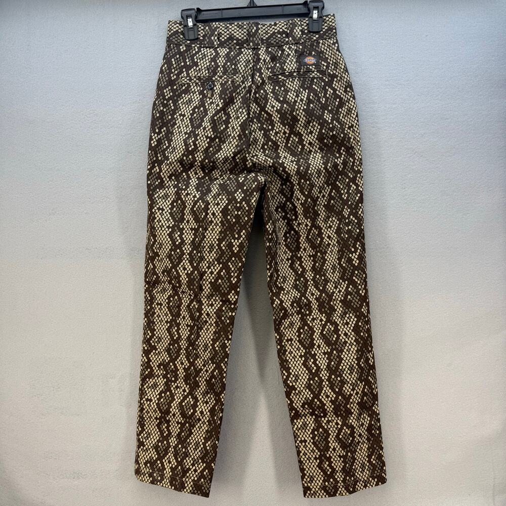 Dickies Khaki Pants Women's 4R Brown Snake Print High Rise Tapered Leg NWT - Picture 2 of 16